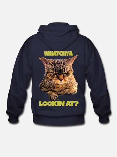 Whatchya Lookin At Cat - Gildan Heavy Blend Adult Zip Hoodie - navy