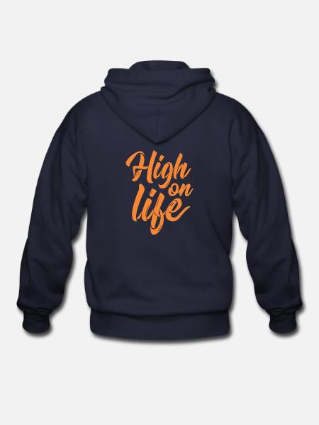 High On Life - Gildan Heavy Blend Adult Zip Hoodie - navy