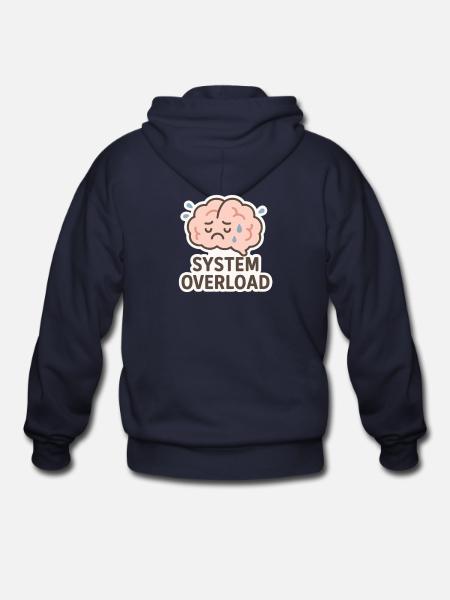 System Overload Brain Illustration - Gildan Heavy Blend Adult Zip Hoodie - navy