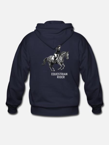 Monochrome Equestrian Rider - Gildan Heavy Blend Adult Zip Hoodie - navy