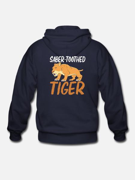 Prehistoric Smilodon Sabertooth Tiger - Gildan Heavy Blend Adult Zip Hoodie - navy