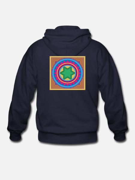 Vibrant Star Mandala Burst - Gildan Heavy Blend Adult Zip Hoodie - navy