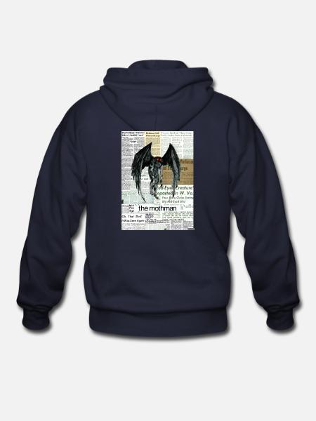 Mothman Newspaper Collage - Gildan Heavy Blend Adult Zip Hoodie - navy