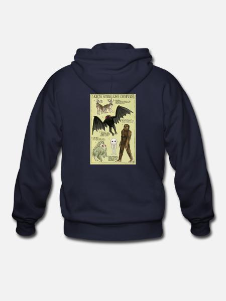 North American Cryptids Poster - Gildan Heavy Blend Adult Zip Hoodie - navy