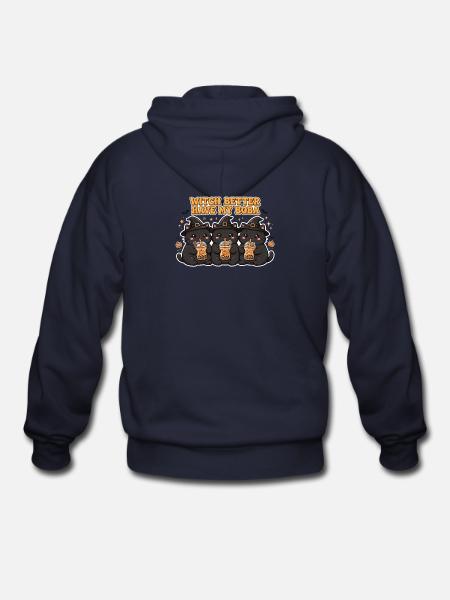 Witch Boba Trio Cats - Gildan Heavy Blend Adult Zip Hoodie - navy