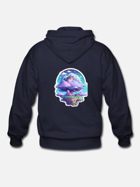 Sky-High Whimsy: Floating Islands - Gildan Heavy Blend Adult Zip Hoodie - navy