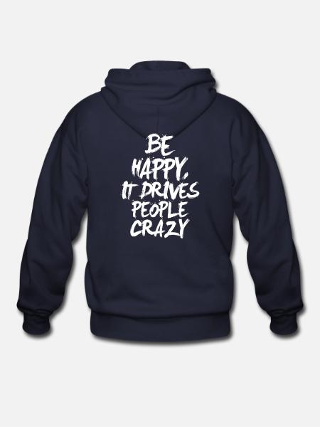 Be Happy (dark) - Gildan Heavy Blend Adult Zip Hoodie - navy