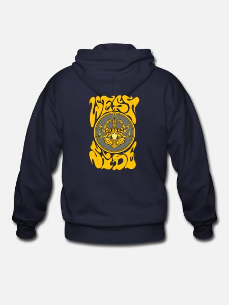 Weed Yogi in Golden Mandala - Gildan Heavy Blend Adult Zip Hoodie - navy