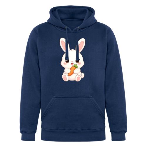 Cute Bunny Rabbit Holding Carrot – Kawaii Easter - Unisex Heavyweight Hoodie