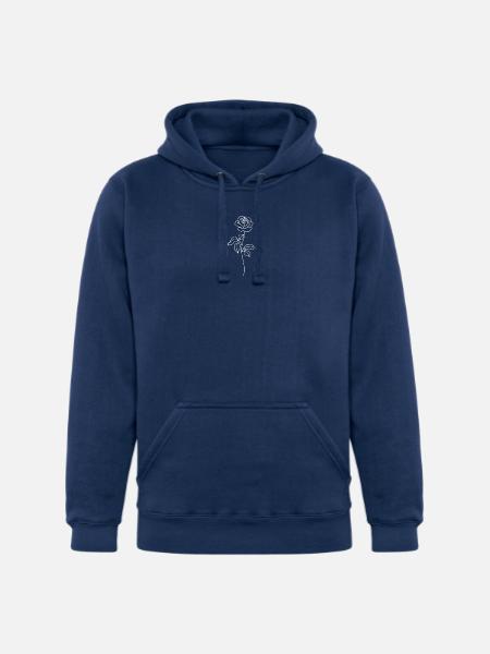 Minimalist Rose Line Art - Unisex Heavyweight Hoodie - true navy