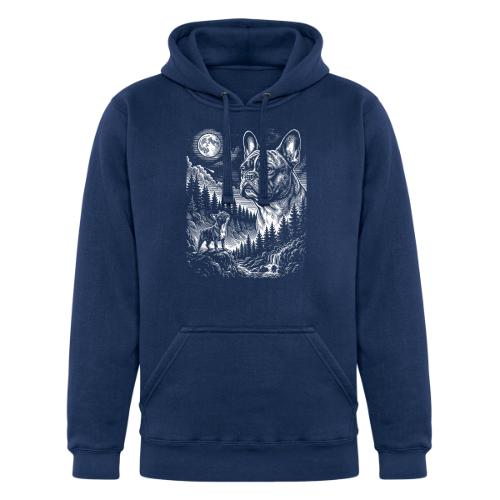 Vintage French Bulldog Moon Howling Tee - Unisex Heavyweight Hoodie