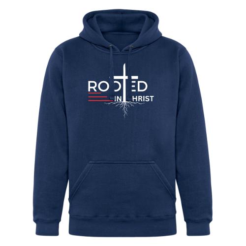 Rooted in Christ (white) - Colossians 2:7 - Unisex Heavyweight Hoodie