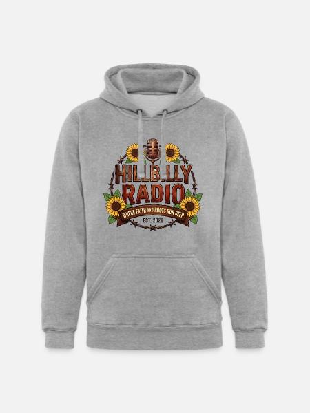 Hillbilly_Radio_Logo_Sunflowers - Unisex Heavyweight Hoodie - heather gray