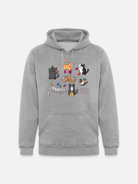 Sock Cats - Unisex Heavyweight Hoodie - heather gray