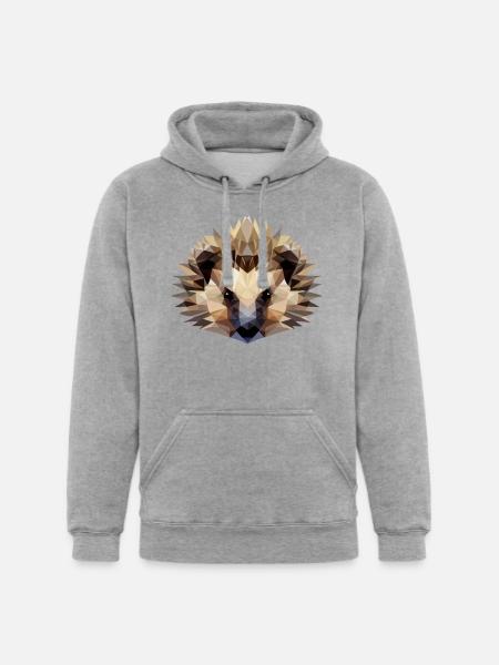 Hedgehog Polygon Style - Unisex Heavyweight Hoodie - heather gray