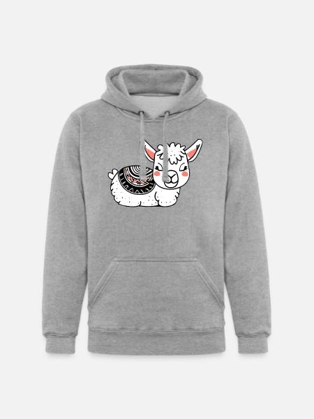 Adorable Llama Resting - Unisex Heavyweight Hoodie - heather gray