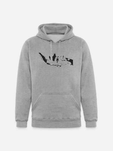 Indonesia Map in Black - Unisex Heavyweight Hoodie - heather gray