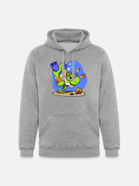 Scuba Dino - Unisex Heavyweight Hoodie - heather gray
