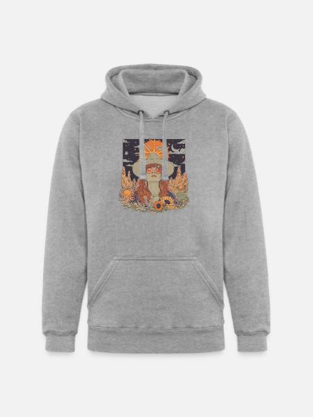 Mystic Sunflower Dreamer Illustration - Unisex Heavyweight Hoodie - heather gray