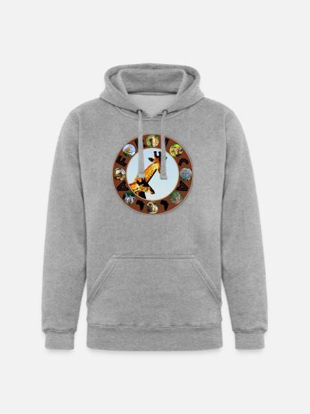 blue sky giraffe africa circle - Unisex Heavyweight Hoodie - heather gray