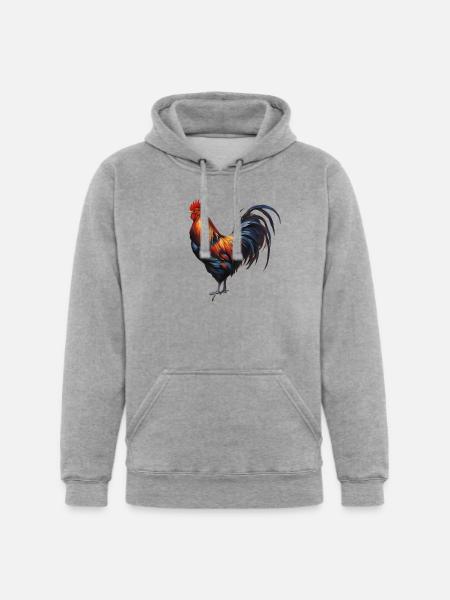Rooster - "Cluck Commander" - Unisex Heavyweight Hoodie - heather gray