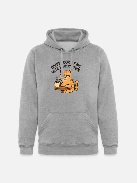 Unimpressed cat - Unisex Heavyweight Hoodie - heather gray