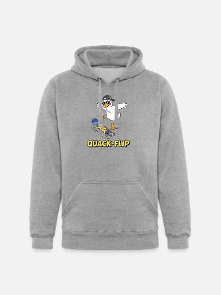 Funny Duck Skater - Unisex Heavyweight Hoodie - heather gray