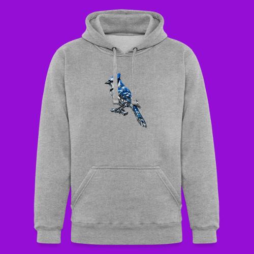 Silver Blue Jay on Perch + Flight Stages 2-print - Unisex Heavyweight Hoodie
