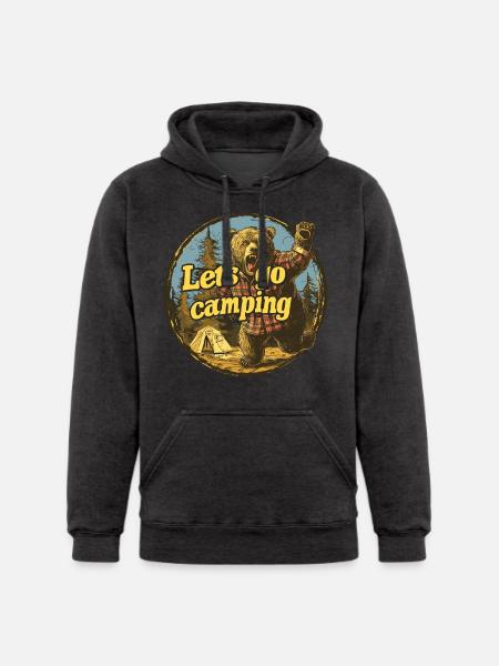 Lets Go Camping Bear - Unisex Heavyweight Hoodie -
