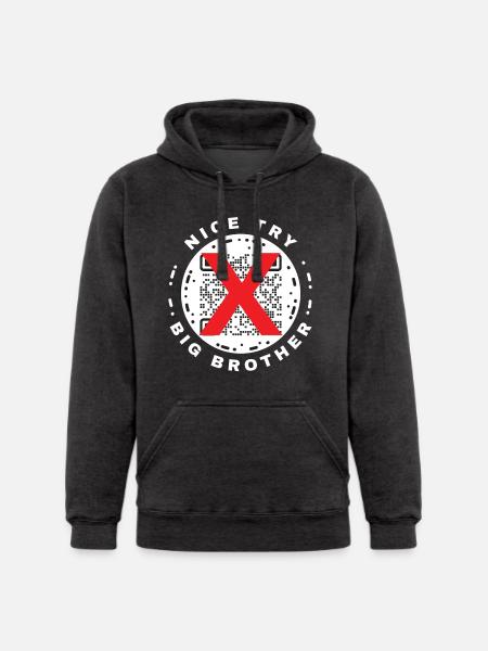 Nice Try Big Brother Privacy QR Code Design - Unisex Heavyweight Hoodie - black
