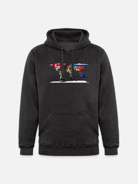 Flag Map Of The World - Unisex Heavyweight Hoodie - black