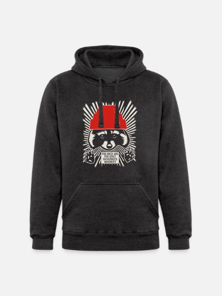 Raccoon DEVO Hat Poster – Bold Political Art Print - Unisex Heavyweight Hoodie - black