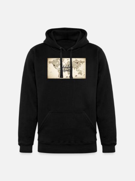 Adventure Awaits World Map - Unisex Heavyweight Hoodie - 
