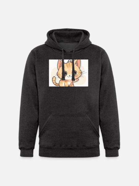 Waving Kawaii Orange Tabby - Unisex Heavyweight Hoodie -