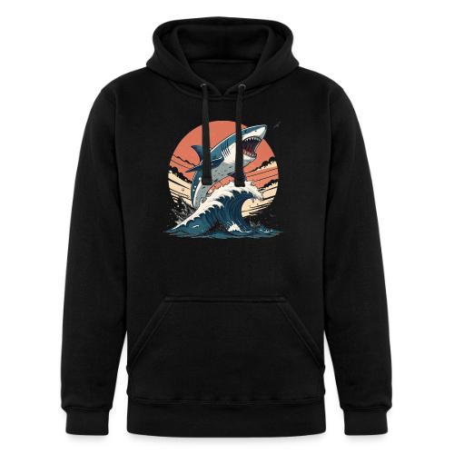 Fierce Shark Breaking Through Waves - Unisex Heavyweight Hoodie
