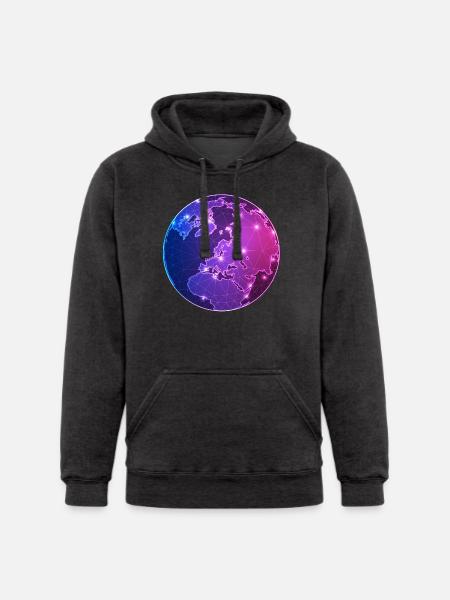 Geometric World Map - Unisex Heavyweight Hoodie -