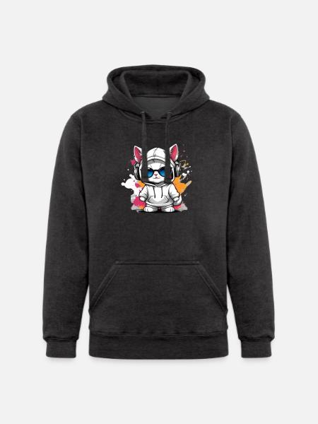 cute cat enjoying music - Unisex Heavyweight Hoodie -