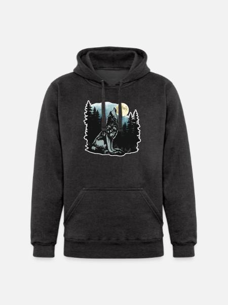 Wolf Howling At Moon - Unisex Heavyweight Hoodie -