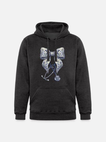 Floral Bow Stethoscope - Unisex Heavyweight Hoodie -