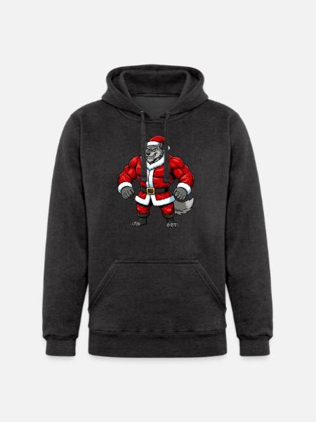 Wolf Santa Claus - Unisex Heavyweight Hoodie -