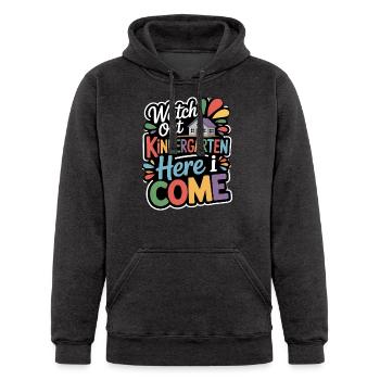 Watch Out Kindergarten Here I Come School Teach - Unisex Heavyweight Hoodie - black - Front - AI Model Male 185 light (185cm) & AI Model Female 180 light (180cm)