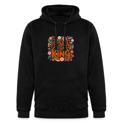 Jesus Is King – Floral Christian Typography Design - Unisex Heavyweight Hoodie