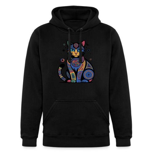 Vibrant Geometric Cat Mandala - Unisex Heavyweight Hoodie