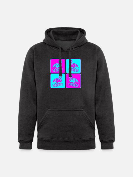 Flamingo Waves Pop Art - Unisex Heavyweight Hoodie -