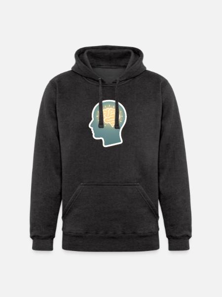 Neon Brain Glow Silhouette - Unisex Heavyweight Hoodie -