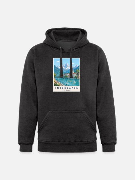 Interlaken Alpine Lakescape - Unisex Heavyweight Hoodie -