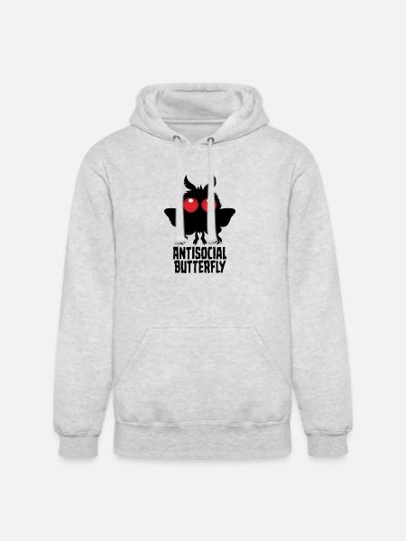 Antisocial Butterfly Mothman Cryptid - Unisex Heavyweight Hoodie - ash gray