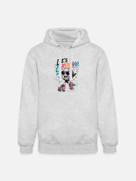 "Let's Groove" Retro Roller-Skating Disco - Unisex Heavyweight Hoodie - ash gray
