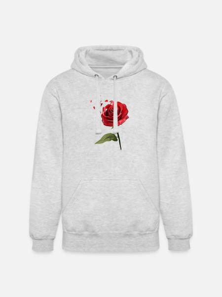 Low-Poly Rose Bloom Tee - Unisex Heavyweight Hoodie - ash gray