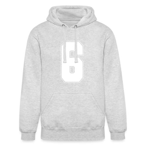 White Number 6 – Varsity Font - Unisex Heavyweight Hoodie